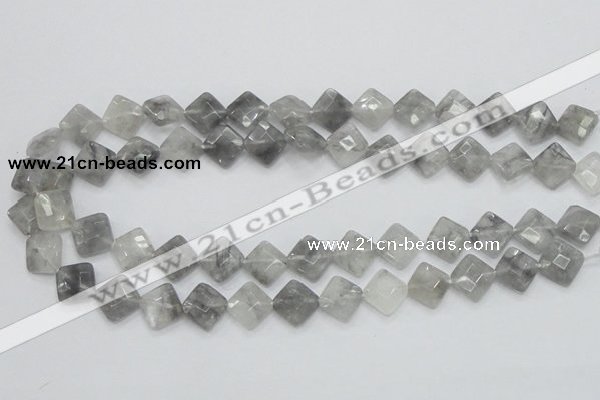 CCQ209 15.5 inches 12*12mm faceted diamond cloudy quartz beads