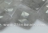 CCQ211 15.5 inches 25*25mm faceted diamond cloudy quartz beads