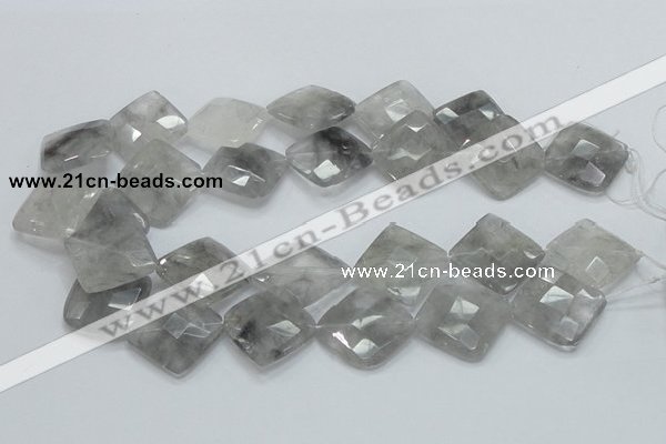 CCQ211 15.5 inches 25*25mm faceted diamond cloudy quartz beads