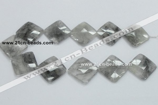 CCQ212 15.5 inches 30*30mm faceted diamond cloudy quartz beads