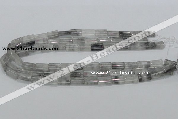 CCQ216 15.5 inches 10*15mm flat column cloudy quartz beads wholesale