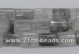 CCQ219 15.5 inches 10*15mm faceted & flat column cloudy quartz beads