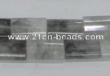CCQ220 15.5 inches 13*18mm faceted & flat column cloudy quartz beads