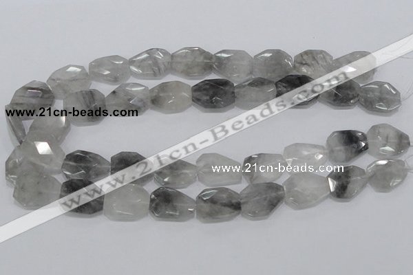 CCQ226 15.5 inches 16*22mm faceted freeform cloudy quartz beads