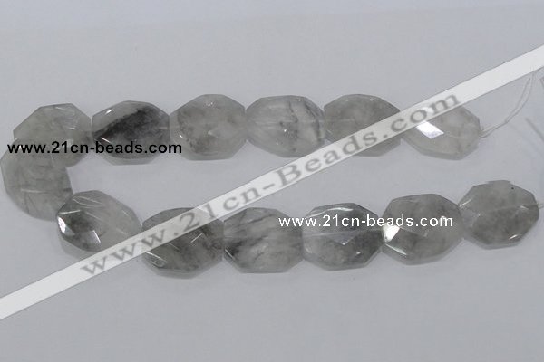 CCQ229 15.5 inches 26*32mm faceted freeform cloudy quartz beads