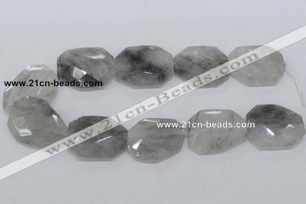 CCQ230 15.5 inches 30*40mm faceted freeform cloudy quartz beads