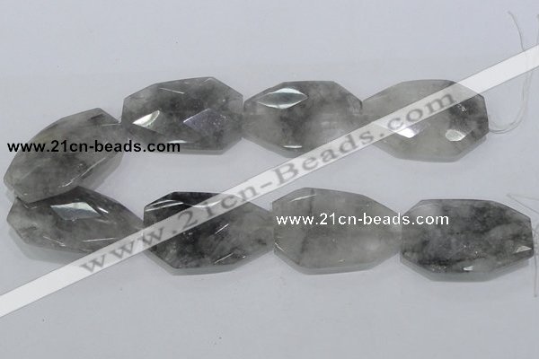 CCQ231 15.5 inches 30*50mm faceted freeform cloudy quartz beads