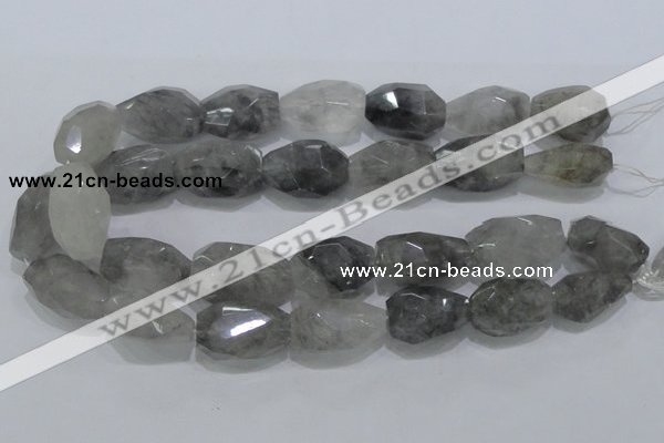 CCQ233 15.5 inches 20*30mm faceted nugget cloudy quartz beads