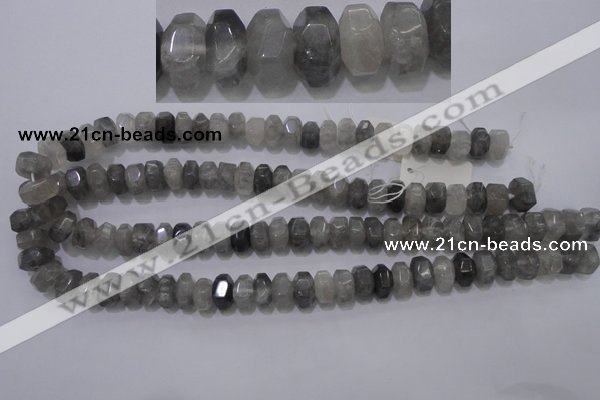 CCQ237 15.5 inches 8*12mm faceted rondelle cloudy quartz beads