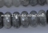 CCQ238 15.5 inches 10*20mm faceted rondelle cloudy quartz beads