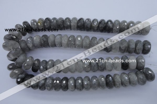 CCQ238 15.5 inches 10*20mm faceted rondelle cloudy quartz beads