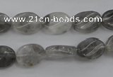 CCQ248 15.5 inches 10*14mm twisted oval cloudy quartz beads wholesale