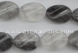 CCQ249 15.5 inches 13*18mm twisted oval cloudy quartz beads wholesale