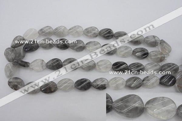 CCQ249 15.5 inches 13*18mm twisted oval cloudy quartz beads wholesale