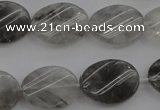 CCQ250 15.5 inches 15*20mm twisted oval cloudy quartz beads wholesale