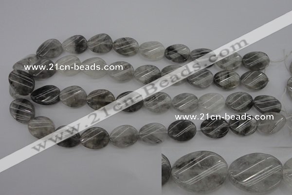 CCQ250 15.5 inches 15*20mm twisted oval cloudy quartz beads wholesale