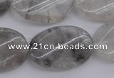 CCQ252 15.5 inches 20*30mm twisted oval cloudy quartz beads wholesale