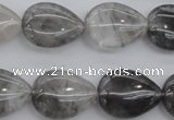 CCQ254 15.5 inches 15*20mm flat teardrop cloudy quartz beads