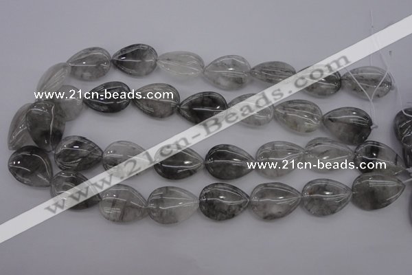 CCQ255 15.5 inches 18*25mm flat teardrop cloudy quartz beads