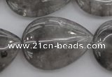 CCQ257 15.5 inches 25*35mm flat teardrop cloudy quartz beads