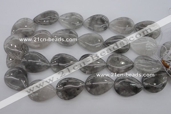 CCQ257 15.5 inches 25*35mm flat teardrop cloudy quartz beads