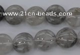 CCQ258 15.5 inches 14mm flat round cloudy quartz beads