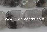 CCQ262 15.5 inches 20*20mm faceted square cloudy quartz beads