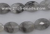 CCQ265 15.5 inches 12*16mm faceted oval cloudy quartz beads