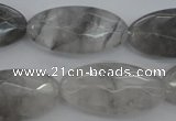 CCQ266 15.5 inches 15*30mm faceted oval cloudy quartz beads