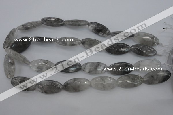 CCQ266 15.5 inches 15*30mm faceted oval cloudy quartz beads