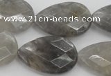 CCQ270 15.5 inches 20*30mm faceted flat teardrop cloudy quartz beads