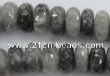 CCQ285 15.5 inches 8*16mm faceted rondelle cloudy quartz beads