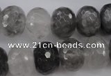 CCQ286 15.5 inches 12*16mm faceted rondelle cloudy quartz beads