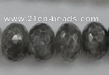CCQ287 15.5 inches 12*18mm faceted rondelle cloudy quartz beads