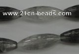 CCQ289 15.5 inches 10*25mm faceted rice cloudy quartz beads