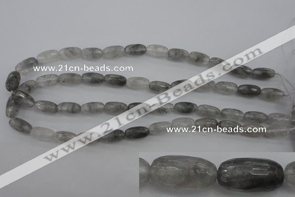 CCQ291 15.5 inches 8*16mm faceted rice cloudy quartz beads