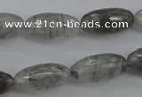 CCQ292 15.5 inches 10*20mm faceted rice cloudy quartz beads