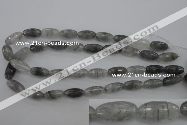 CCQ292 15.5 inches 10*20mm faceted rice cloudy quartz beads