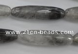 CCQ293 15.5 inches 10*35mm faceted rice cloudy quartz beads