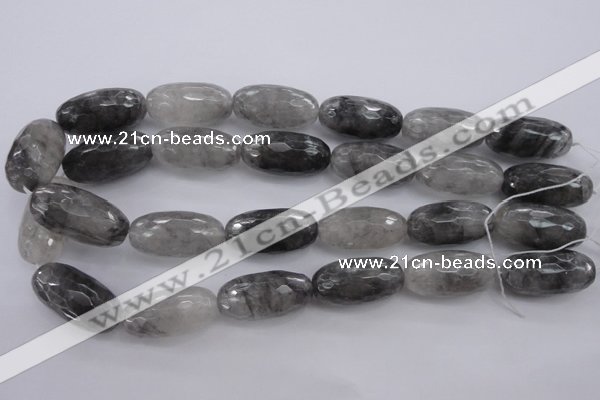 CCQ294 15.5 inches 15*30mm faceted rice cloudy quartz beads