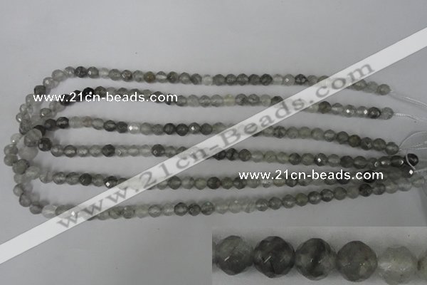 CCQ311 15.5 inches 6mm faceted round cloudy quartz beads wholesale