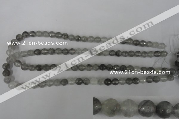 CCQ312 15.5 inches 8mm faceted round cloudy quartz beads wholesale