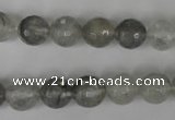 CCQ313 15.5 inches 10mm faceted round cloudy quartz beads wholesale