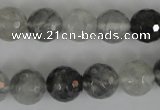 CCQ314 15.5 inches 12mm faceted round cloudy quartz beads wholesale