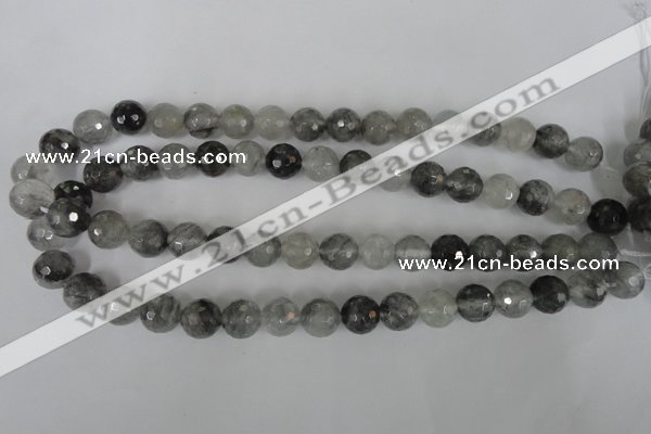 CCQ314 15.5 inches 12mm faceted round cloudy quartz beads wholesale