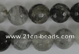 CCQ315 15.5 inches 14mm faceted round cloudy quartz beads wholesale