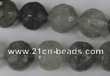 CCQ316 15.5 inches 16mm faceted round cloudy quartz beads wholesale