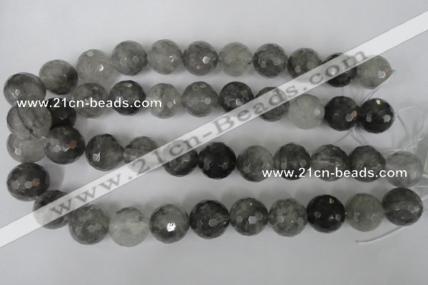 CCQ317 15.5 inches 18mm faceted round cloudy quartz beads wholesale