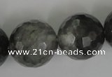 CCQ319 15.5 inches 22mm faceted round cloudy quartz beads wholesale