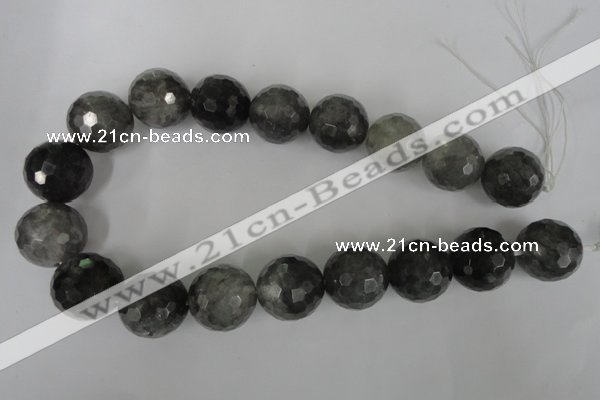 CCQ319 15.5 inches 22mm faceted round cloudy quartz beads wholesale